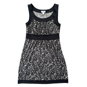 Ann Taylor Loft Womens Medium Gray Abstract Dot Pattern Stretch Tank Shift Dress
